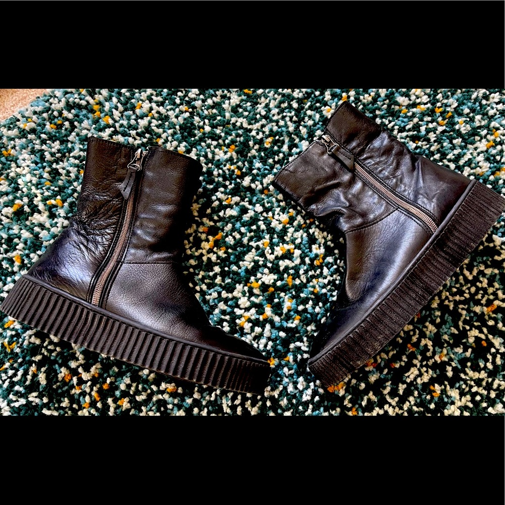 Black leather boots